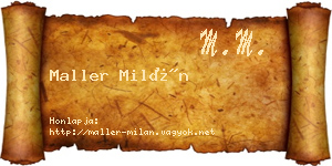Maller Milán névjegykártya