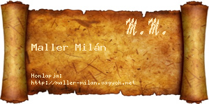 Maller Milán névjegykártya
